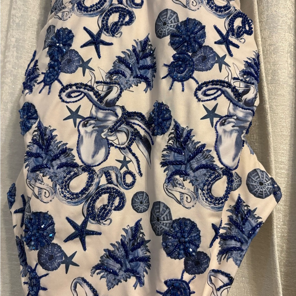 Oceanus Blue and White Octopus Women's One Piece Swimsuit - Picture 7 of 10